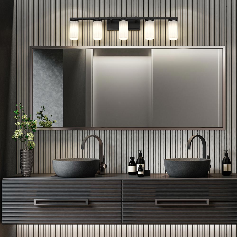Danica Bath Vanity Light in bathroom.