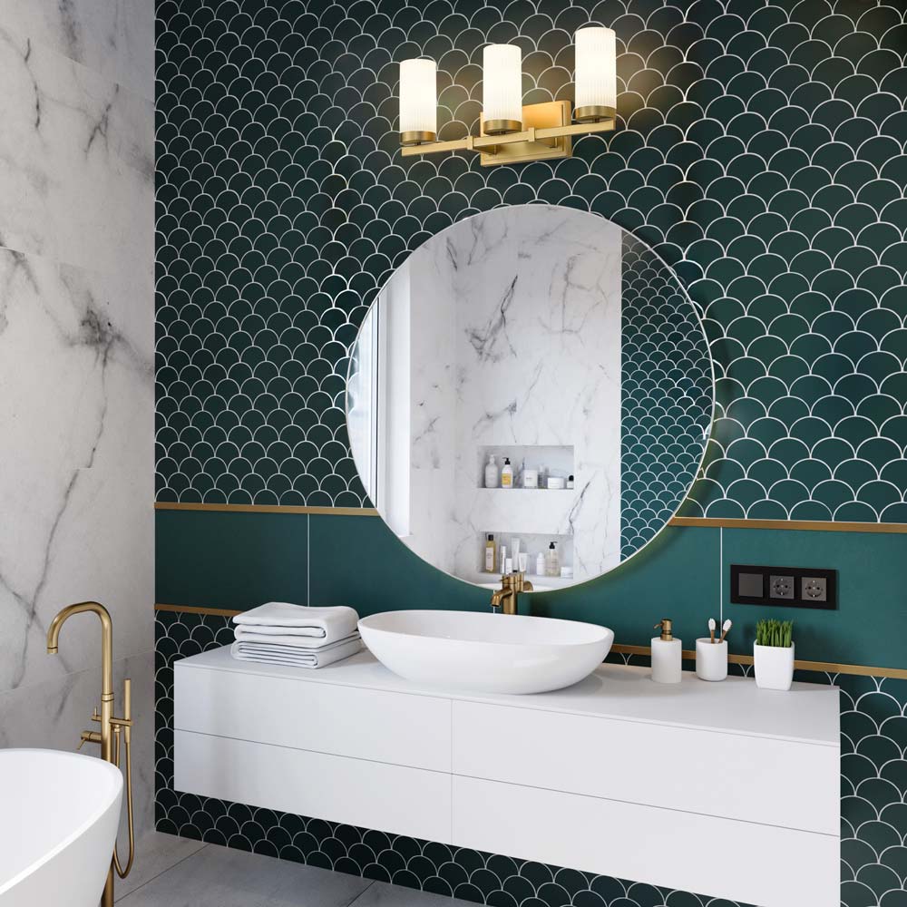 Danica Bath Vanity Light in bathroom.