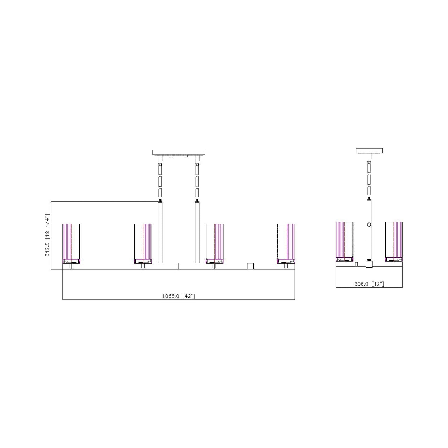 Danica Linear Chandelier - line draiwng.