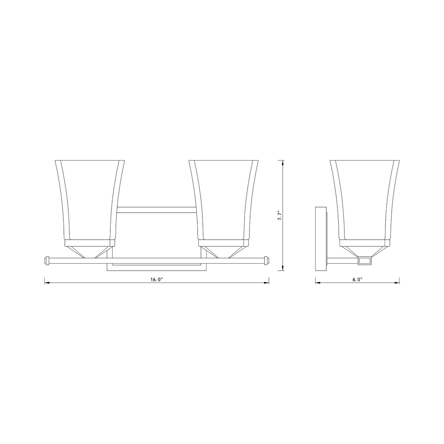 Darcy Bath Vanity Light - line drawing.