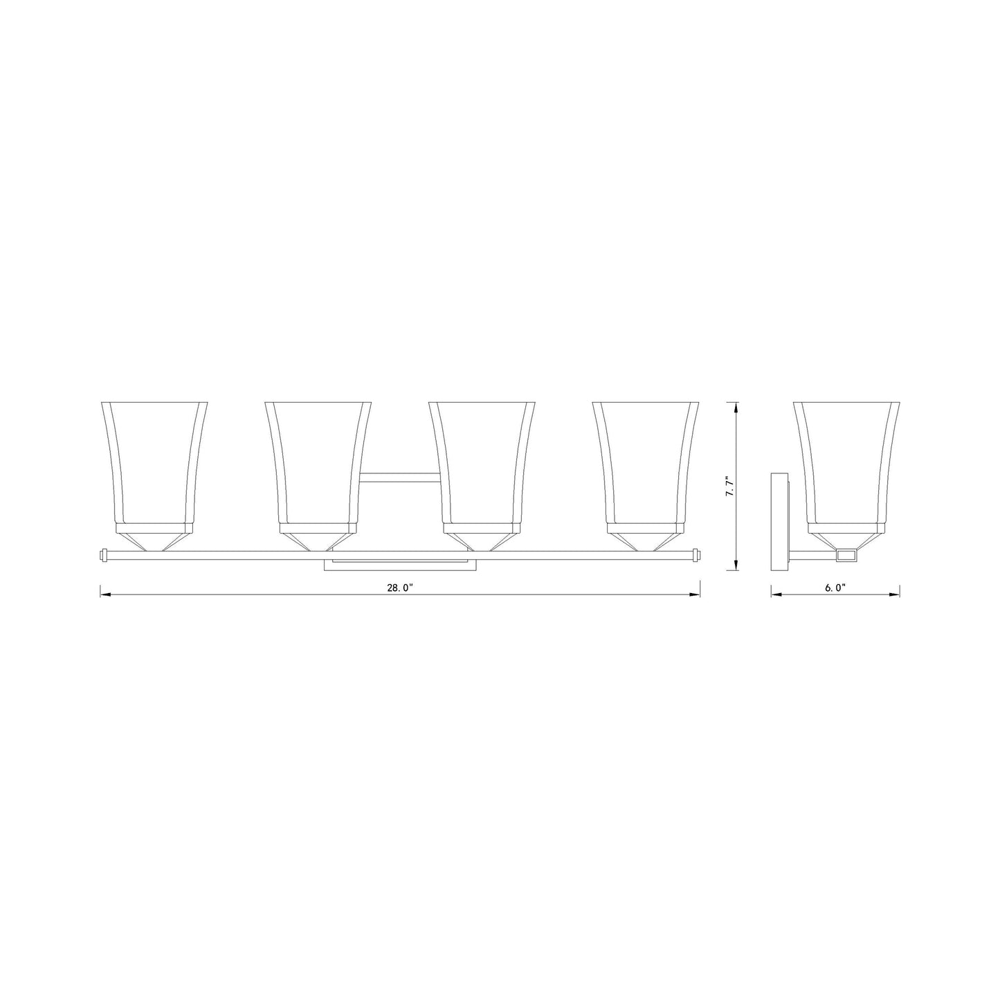 Darcy Bath Vanity Light - line drawing.