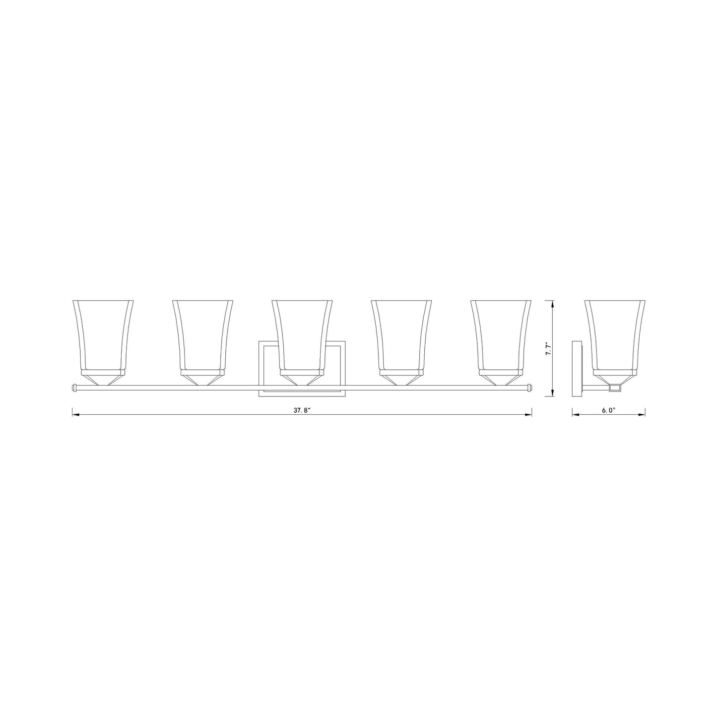 Darcy Bath Vanity Light - line drawing.