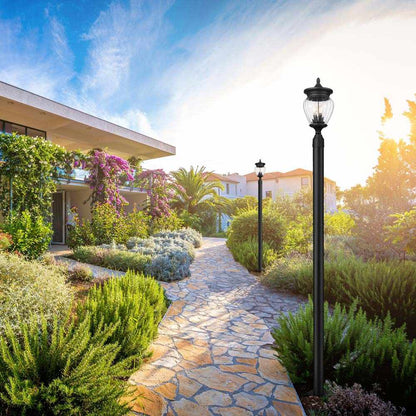 Davina Outdoor Lean Post Light in Outside Area.