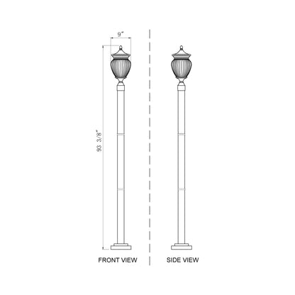 Davina Outdoor Lean Post Light - line drawing.