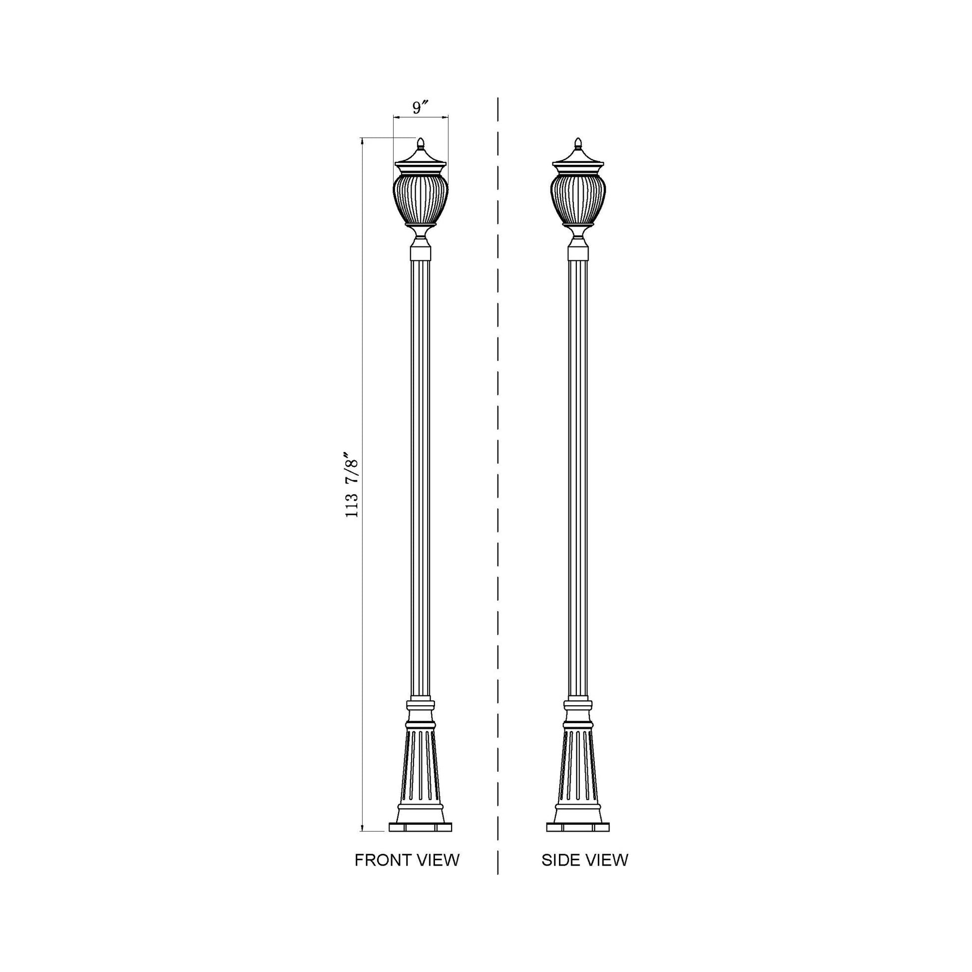Davina Outdoor Post Light - line drawing.