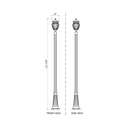 Davina Outdoor Post Light - line drawing.