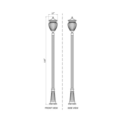 Davina Outdoor Post Light - line drawing.