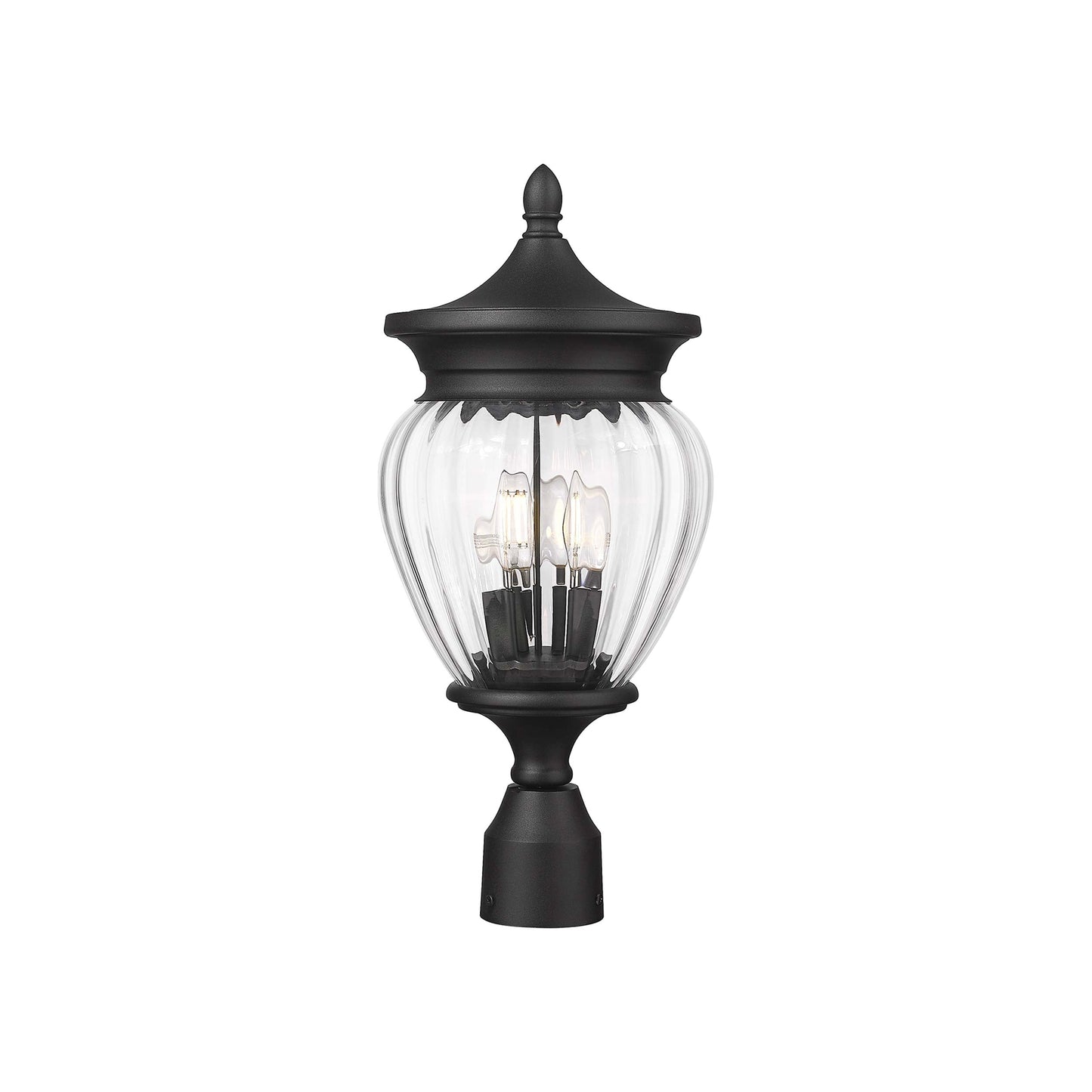 Davina Outdoor Teardrop Post Light (Round Post Mount/9-Inch).