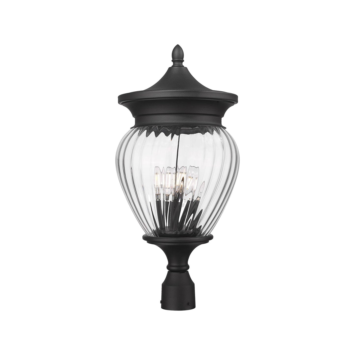 Davina Outdoor Teardrop Post Light (Round Post Mount/12-Inch).