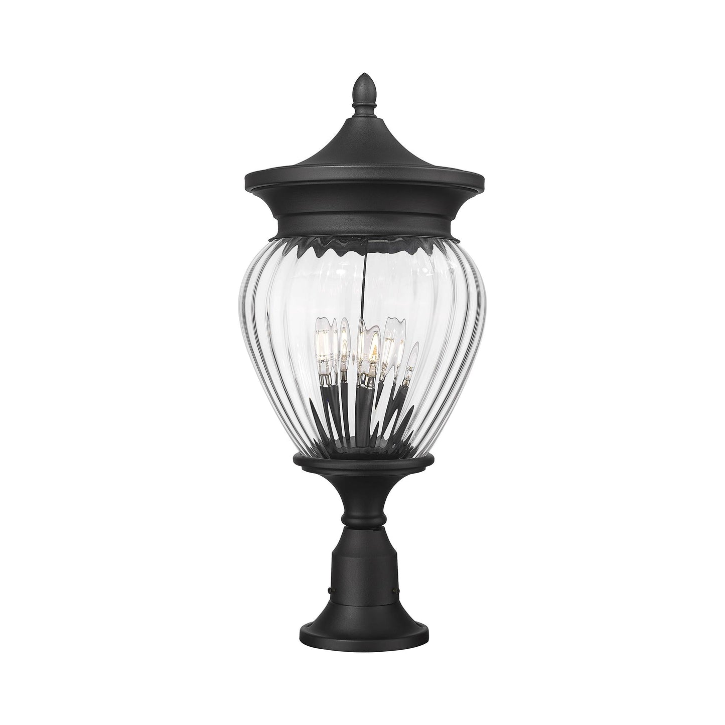 Davina Outdoor Teardrop Post Light (Round Pier Mount/12-Inch).