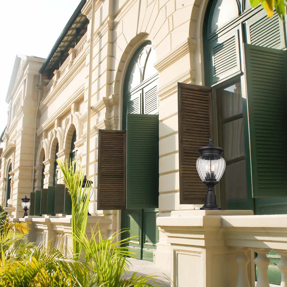 Davina Outdoor Teardrop Post Light in Outside Area.