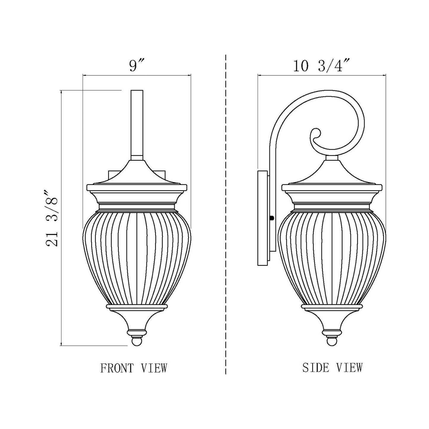Davina Outdoor Wall Light - line drawing.