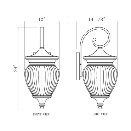Davina Outdoor Wall Light - line drawing.