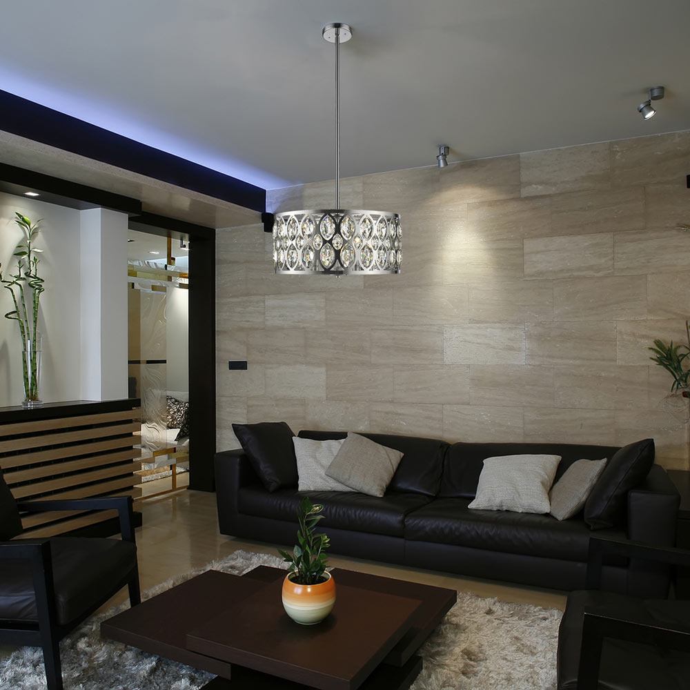 Dealey Chandelier in living room.