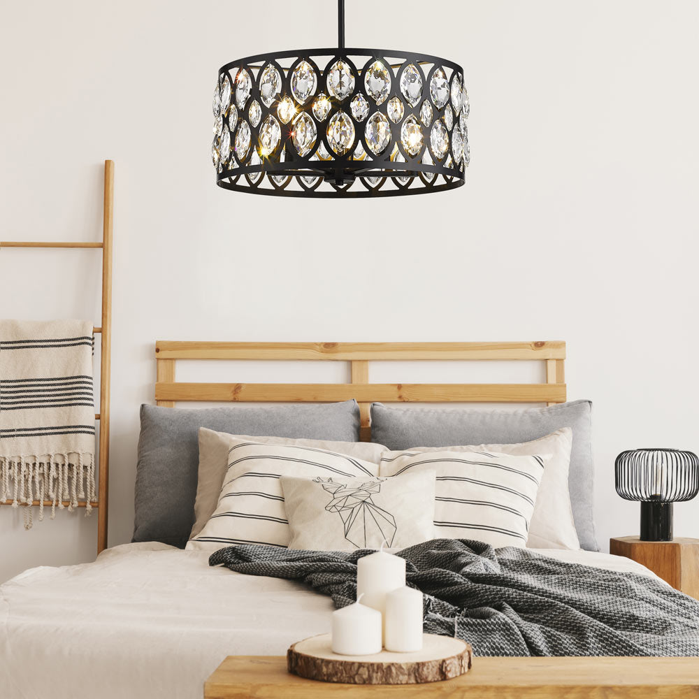 Dealey Chandelier in bedroom.