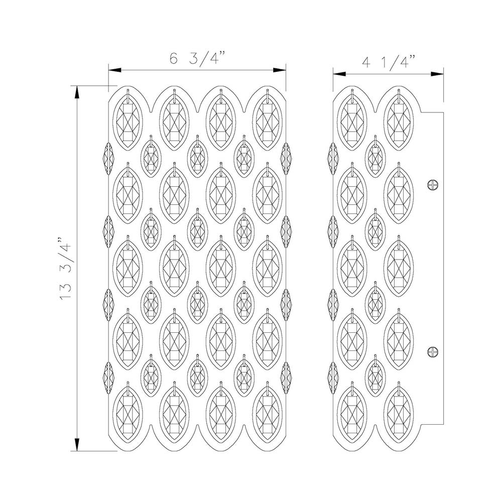 Dealey Crystal Wall Light - line drawing.