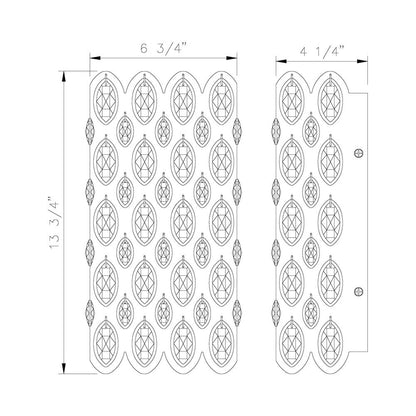 Dealey Crystal Wall Light - line drawing.