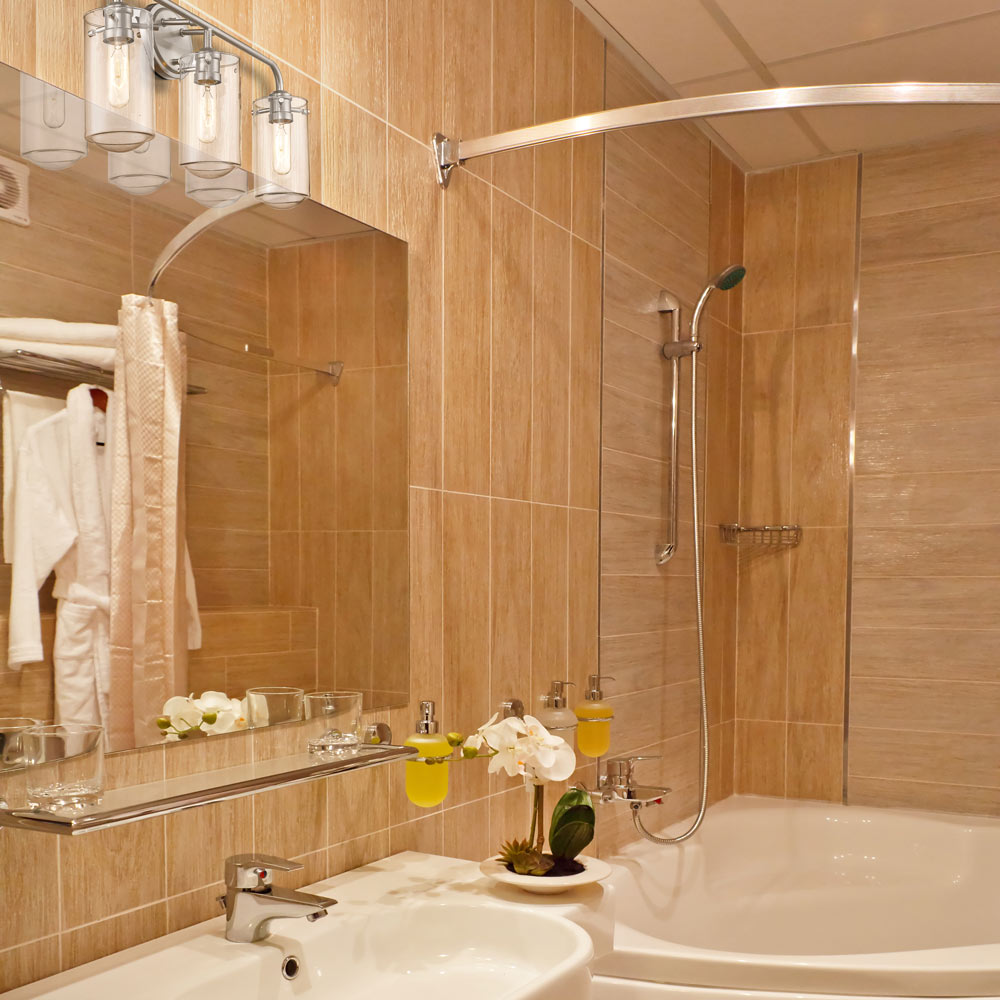 Delaney Bath Vanity Light in bathroom.