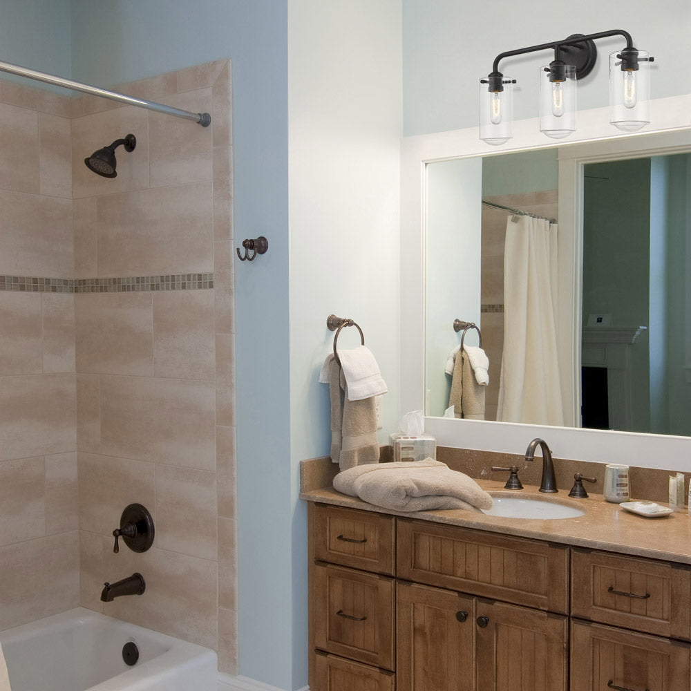Delaney Bath Vanity Light in bathroom.