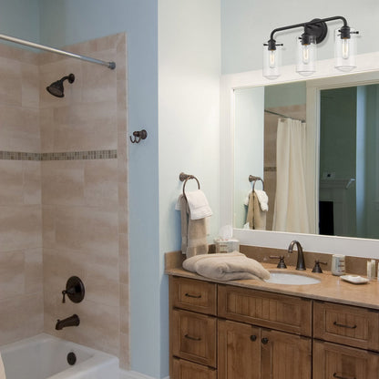 Delaney Bath Vanity Light in bathroom.