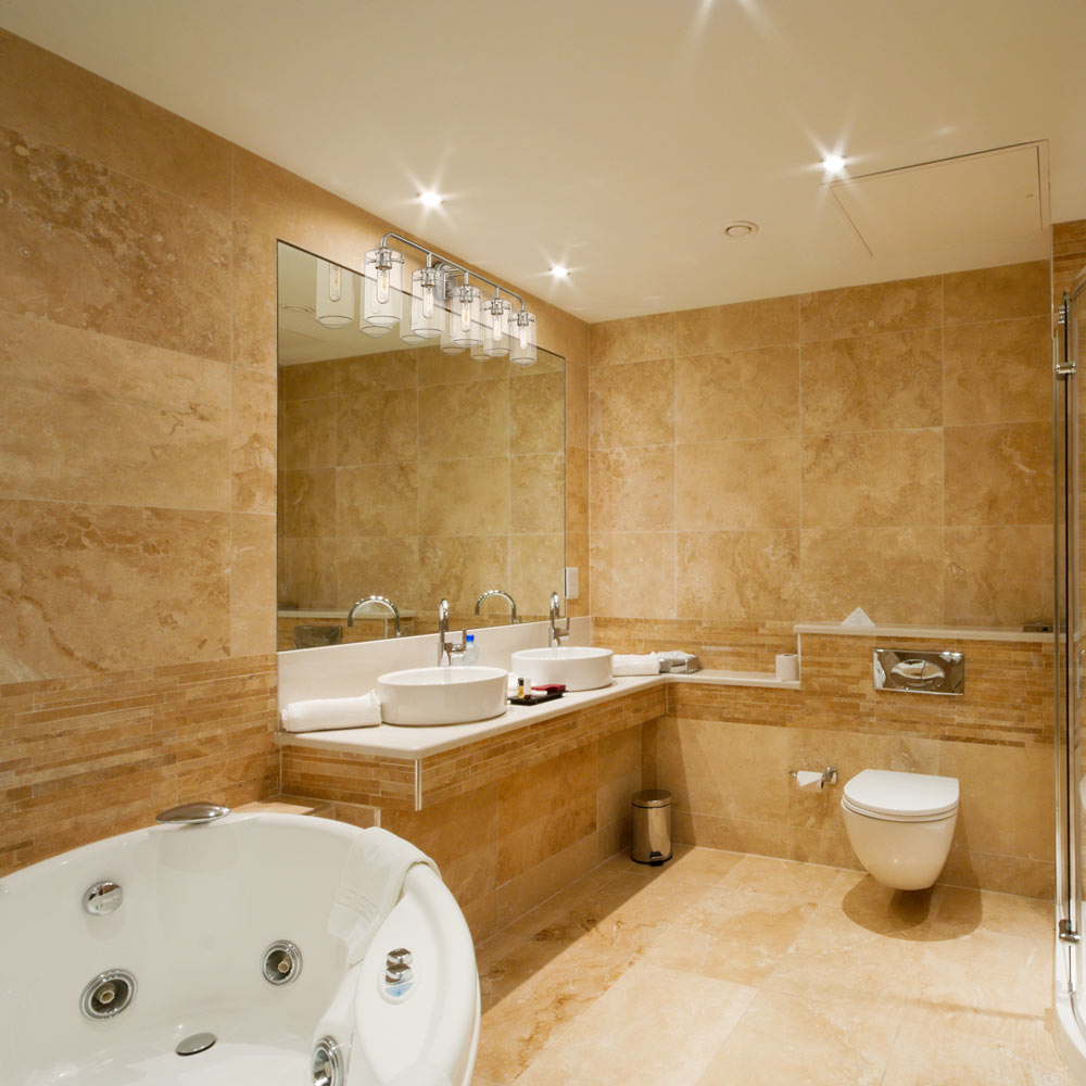 Delaney Bath Vanity Light in bathroom.