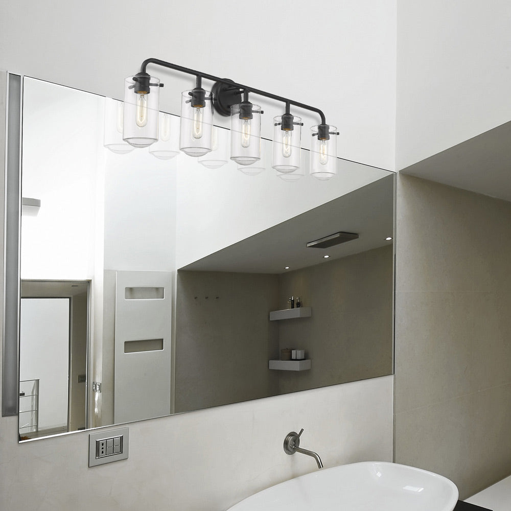 Delaney Bath Vanity Light in bathroom.