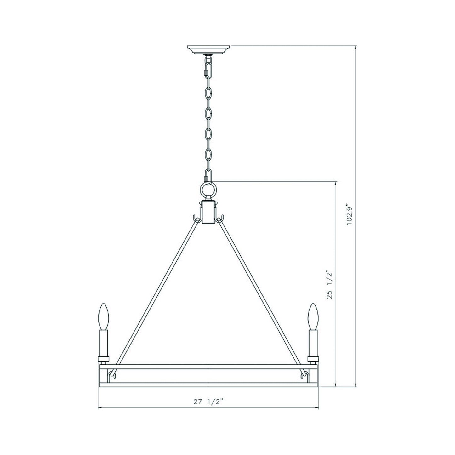 Dennison Chandelier - line drawing.