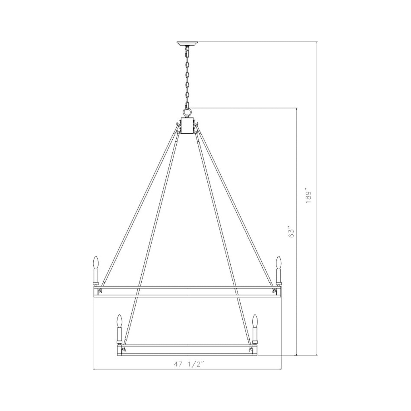 Dennison Chandelier - line drawing.