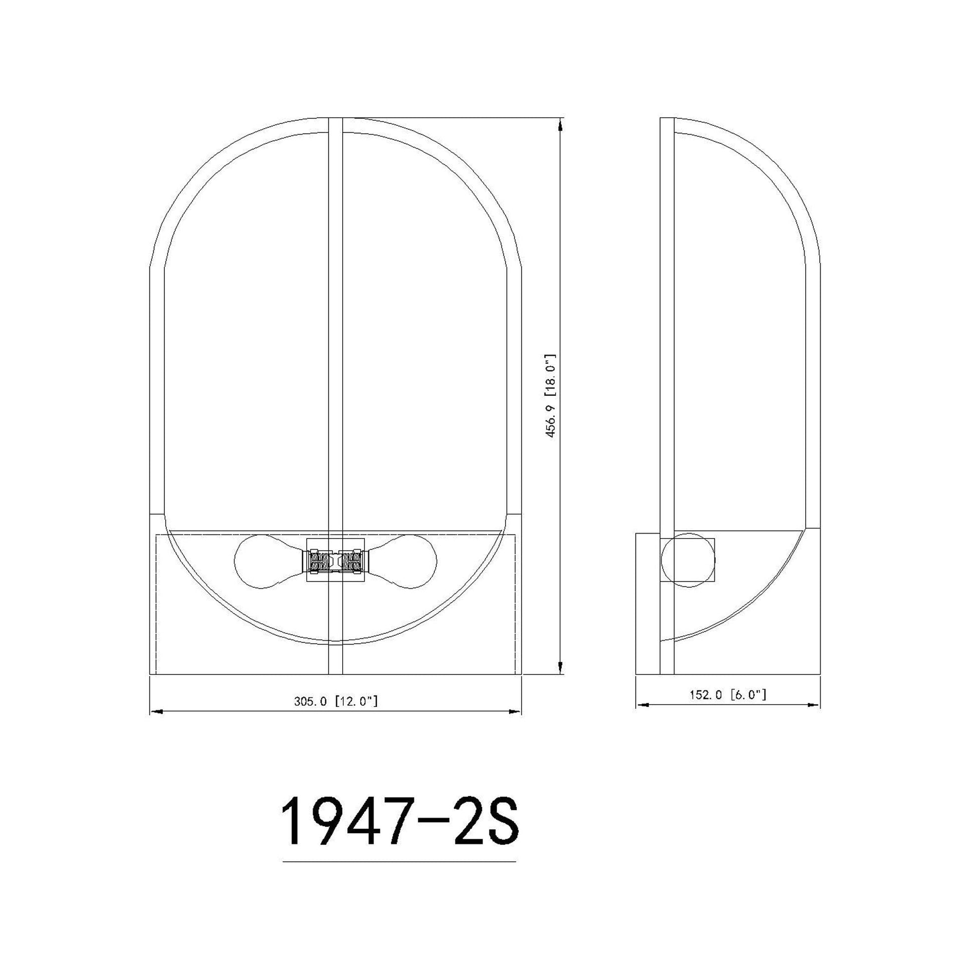 Devon Wall Light - line drawing.