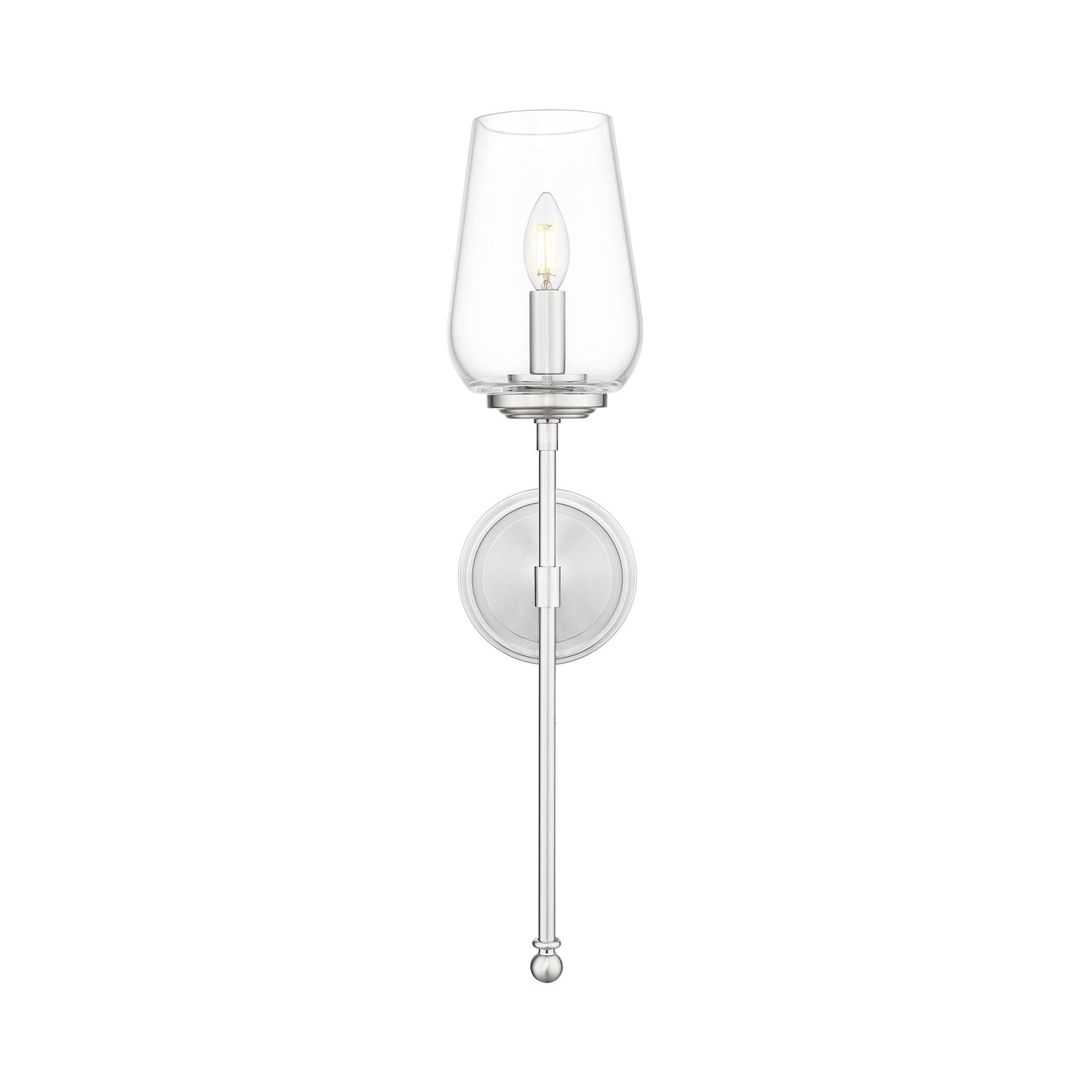 Dominique Wall Light in Brushed Nickel.