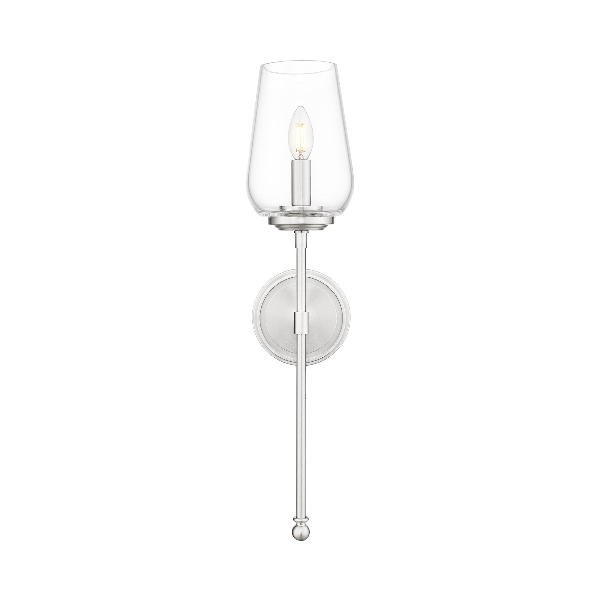 Dominique Wall Light in Brushed Nickel.