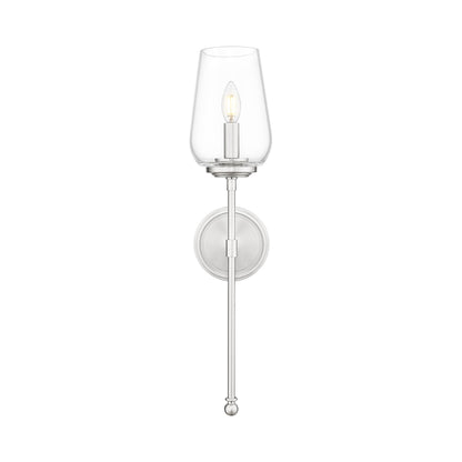 Dominique Wall Light in Brushed Nickel.