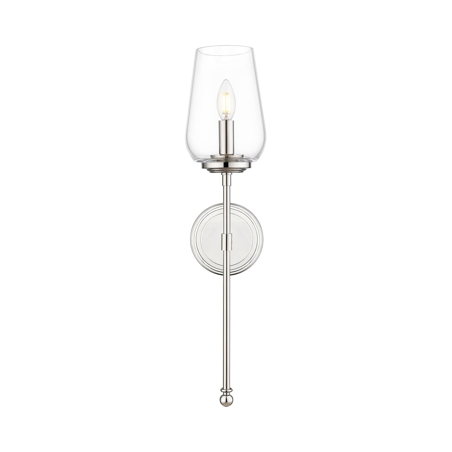 Dominique Wall Light in Polished Nickel.