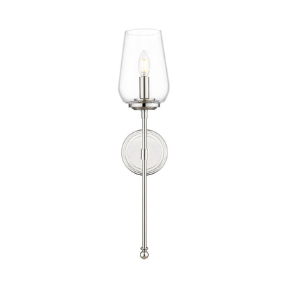 Dominique Wall Light in Polished Nickel.