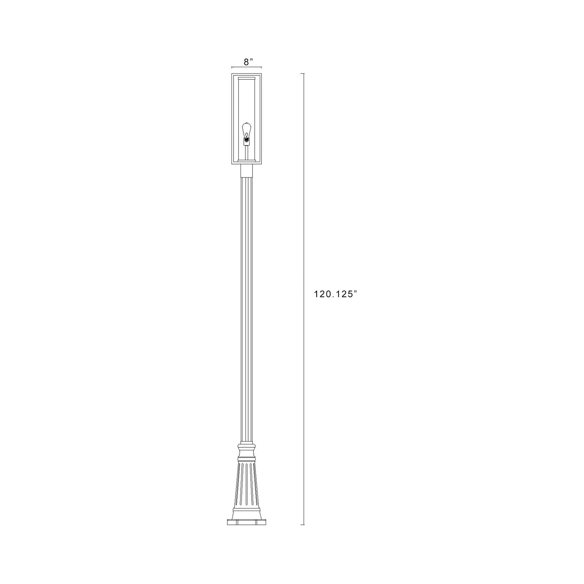 Dunbroch 519P Outdoor Post Light - line drawing.