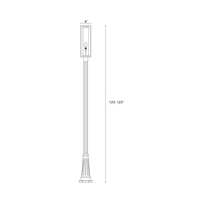 Dunbroch 519P Outdoor Post Light - line drawing.