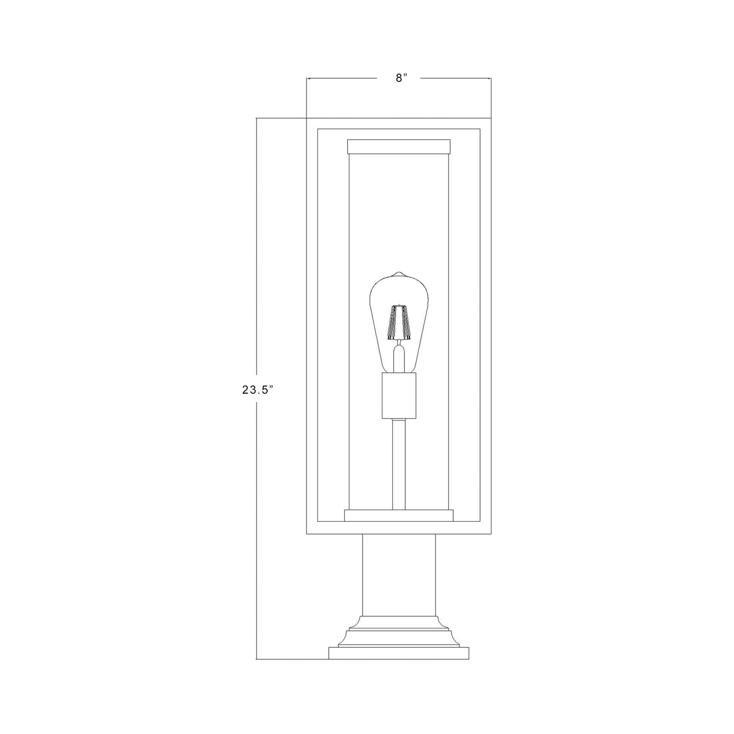 Dunbroch 533PM Outdoor Pier Mount Light - line drawing.