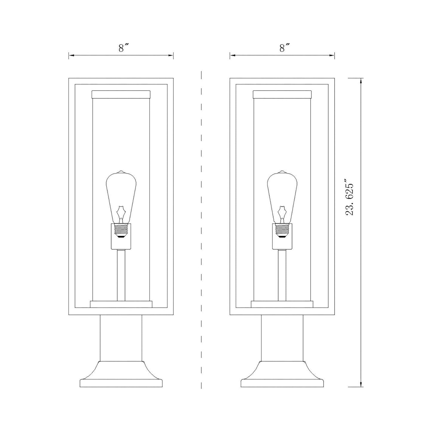 Dunbroch 553PM Outdoor Pier Mount Light - line drawing.