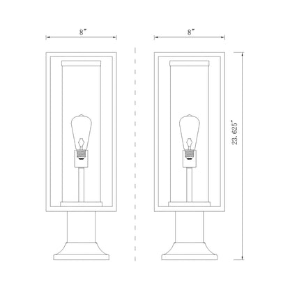 Dunbroch 553PM Outdoor Pier Mount Light - line drawing.