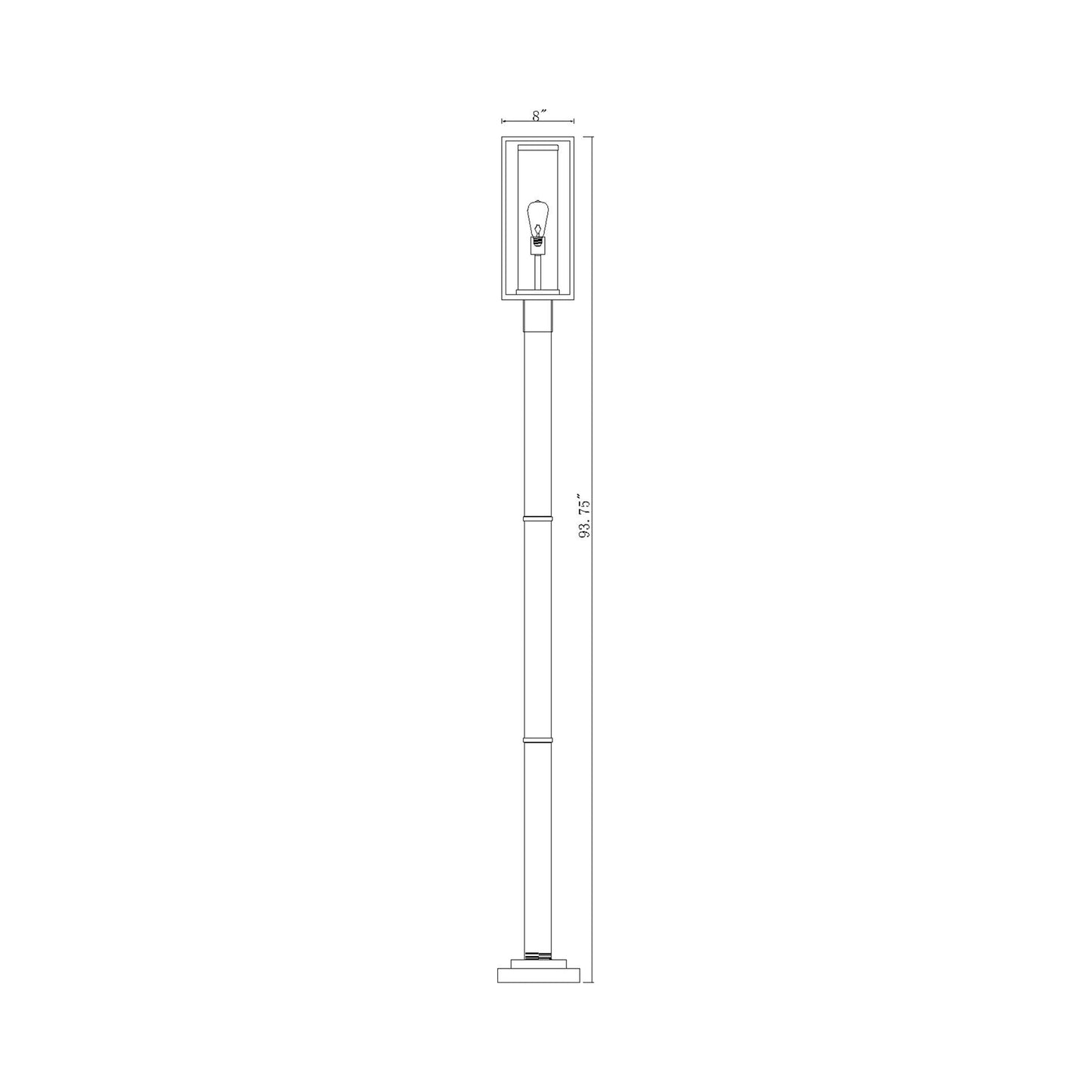 Dunbroch 567P Outdoor Post Light - line drawing.