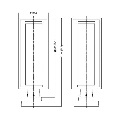 Dunbroch 584S Outdoor Pier Mount Light - line drawing.