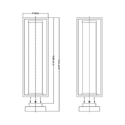 Dunbroch 584S Outdoor Pier Mount Light - line drawing.