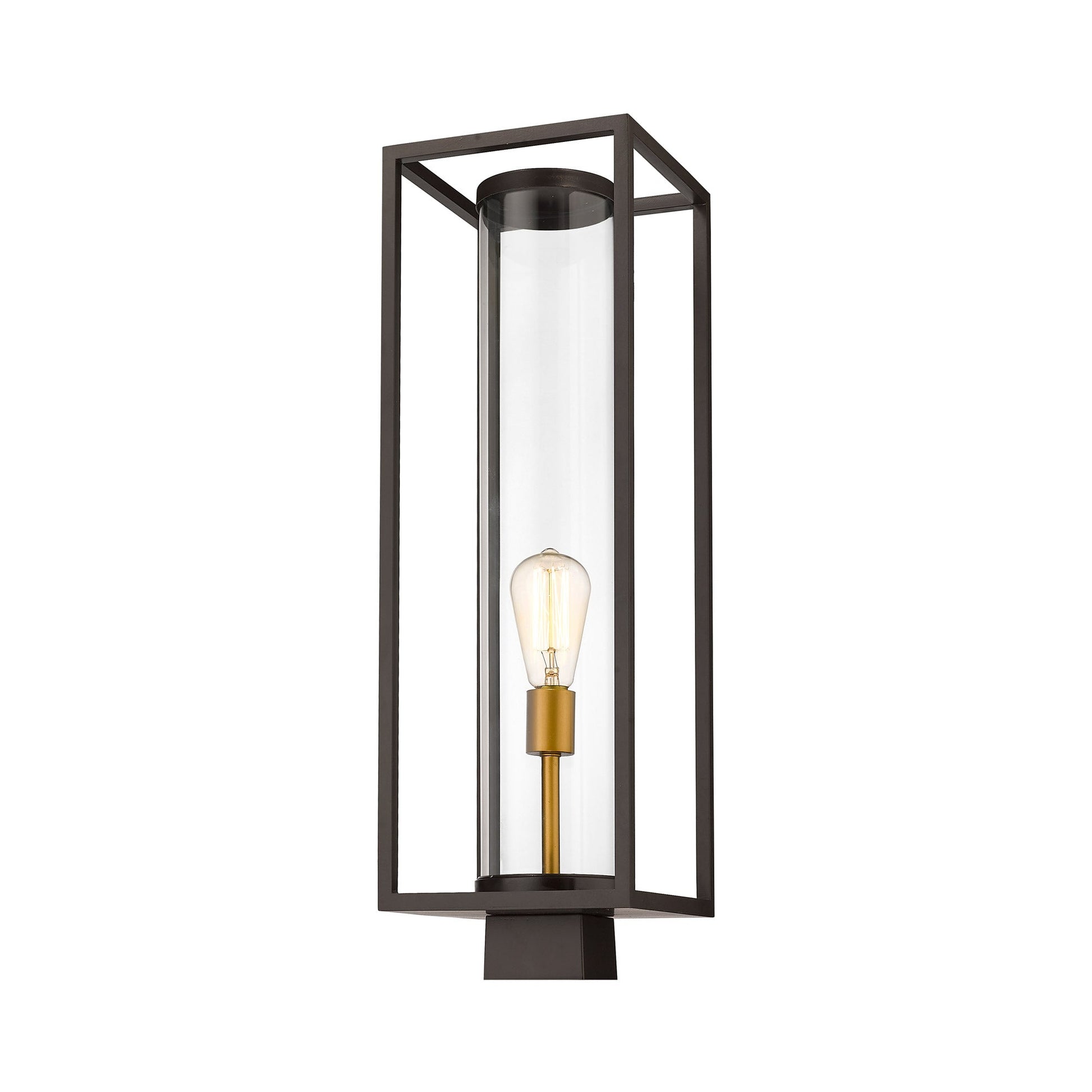 Dunbroch Outdoor Square Post Light in Deep Bronze/Brass (27.23-Inch).