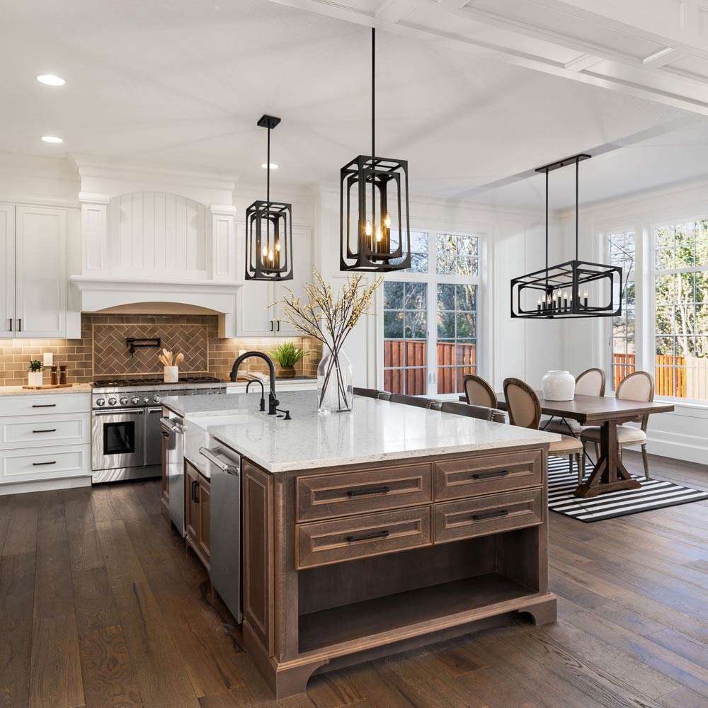 Easton Chandelier in kitchen.