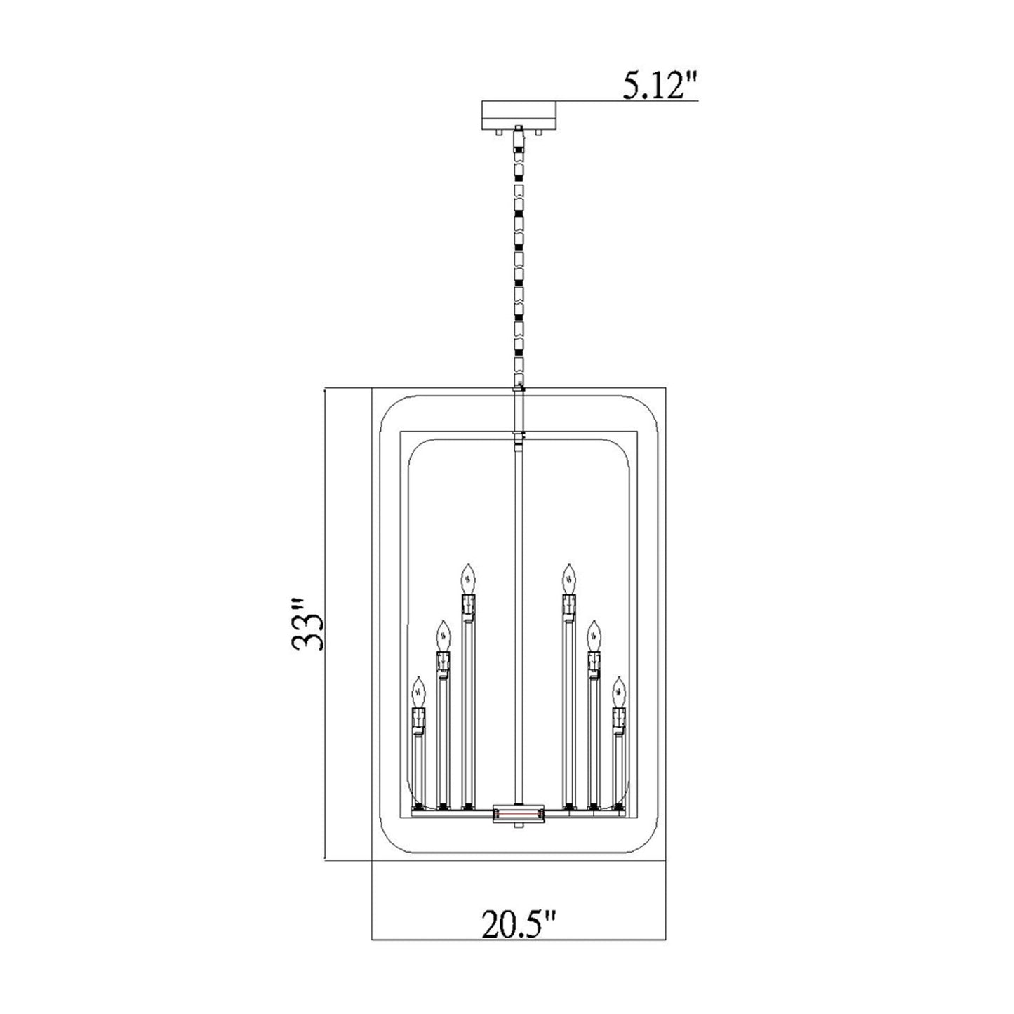 Easton Chandelier - line drawing.
