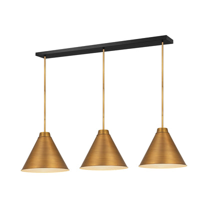 Eaton Linear Pendant Light in Rubbed Brass.