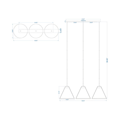 Eaton Linear Pendant Light - line drawing.