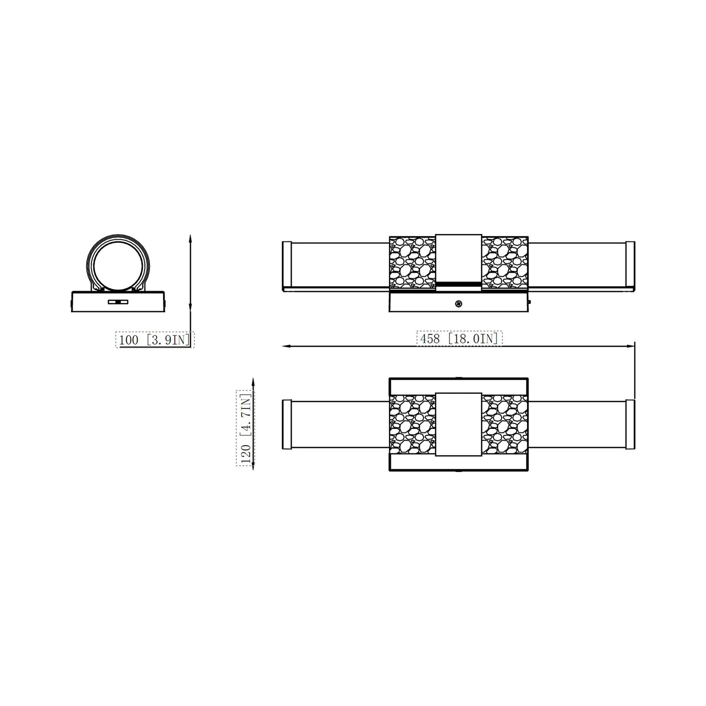 Egon LED Bath Wall Light - line drawing.