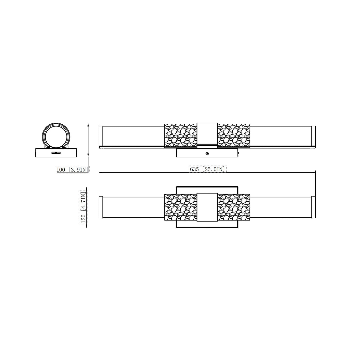Egon LED Bath Wall Light - line drawing.