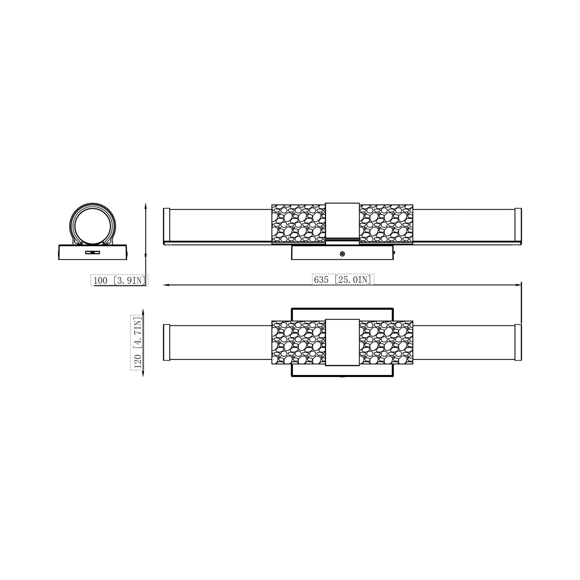 Egon LED Bath Wall Light - line drawing.